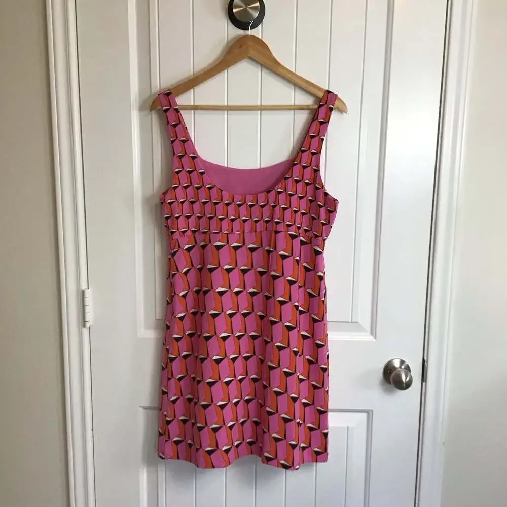 Diane von Furstenberg x Target 90's Shift Pink Martini Geo Mini Dress Size 10 - Picture 3 of 11